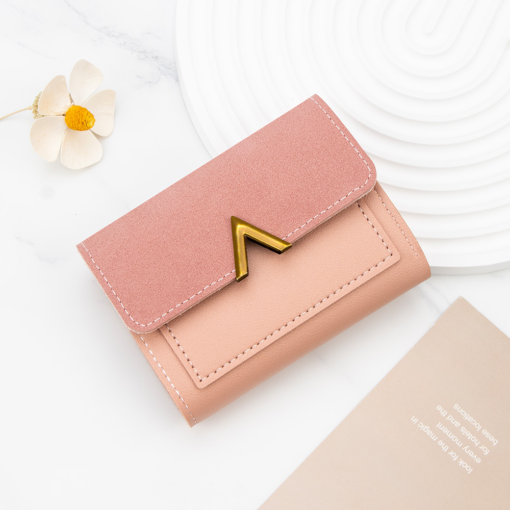 Nuevo estilo coreano simple de las mujeres cartera corta de gran capacidad chica estudiante cartera pequeña tarjeta titular de la moneda monedero