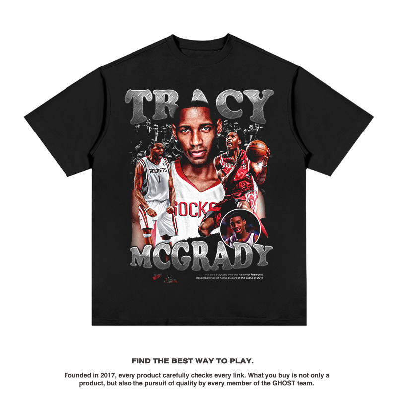 Maddy American Star camiseta de hip-hop callejera marca de moda impresión retro hacer vieja lavado pesado cuello redondo mangas cortas image 7