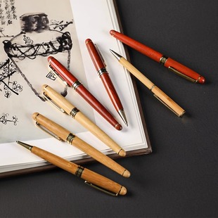 Wooden vintage business Pen bamboo Beech signature pen student sandalwood Rosewood gel pen gift advertising water pen
