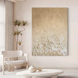 纯手绘侘寂风金辉肌理挂画客厅玄关装饰画背景墙抽象立体简约油画