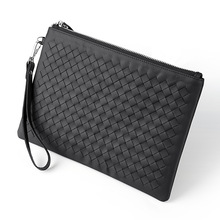 手工编织男士手拿包头层牛皮手抓包超薄高档手包真皮夹包跨境批发