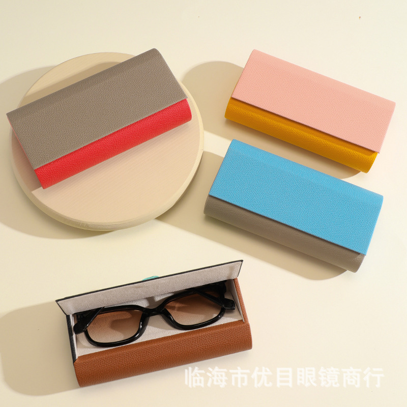 Put 2 pairs of glasses box sunglasses myopia universal high sense leather glasses box anti-pressure factory wholesale pu leather Put 2 pairs of glasses box sunglasses myopia universal high sense leather glasses box anti-pressure factory wholesale pu leather