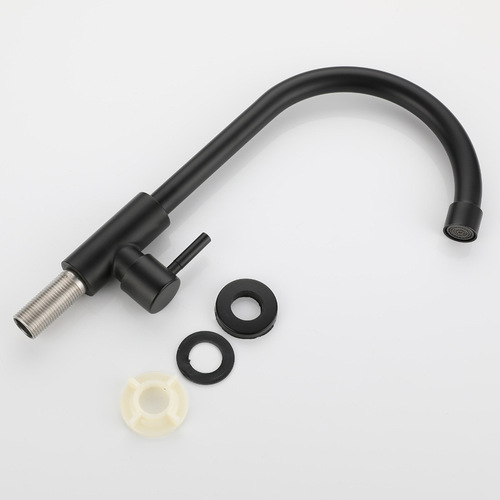 Huici Foreign Trade 304 stainless steel black single cold water faucet large curve 304 single cold universal painted black faucet