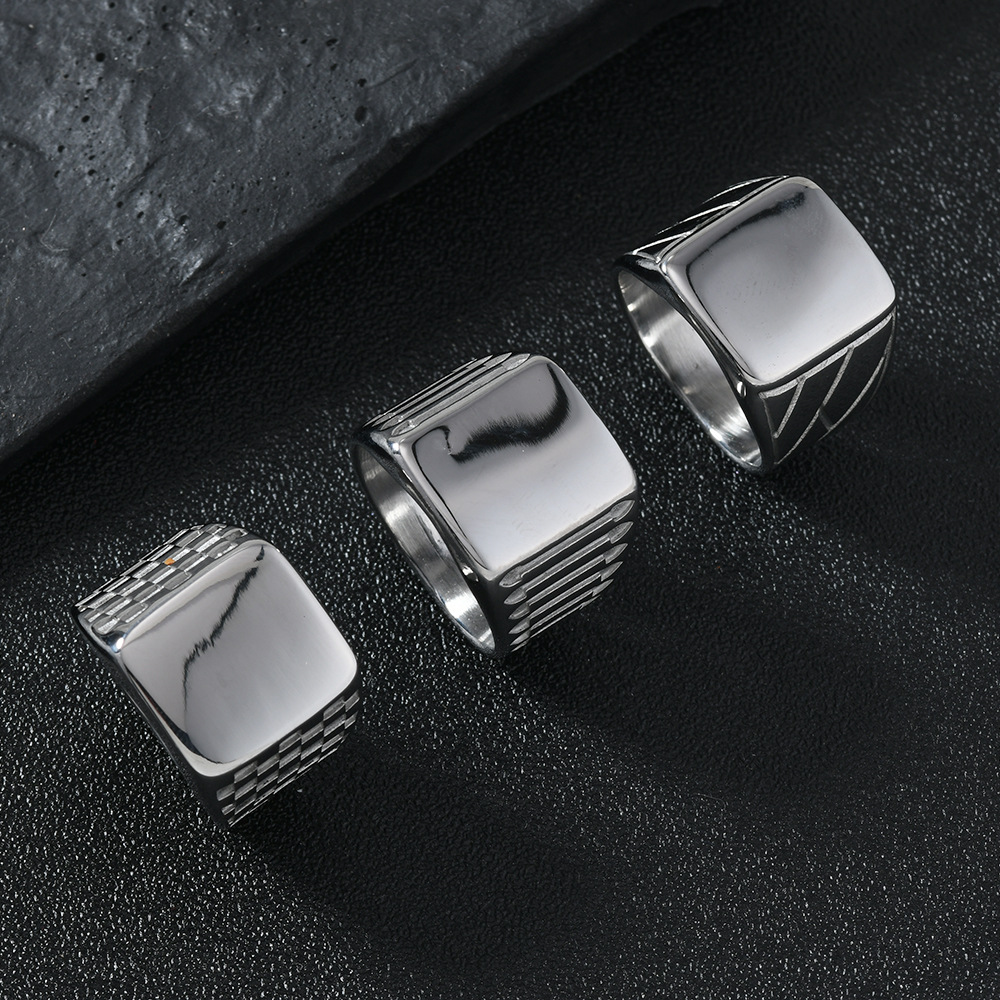 20g Weight 0.03µm-0.05µm Gold Plating Thickness Hip-Hop Solid Color 304 Stainless Steel Plating Men's Rings Men Band Rings