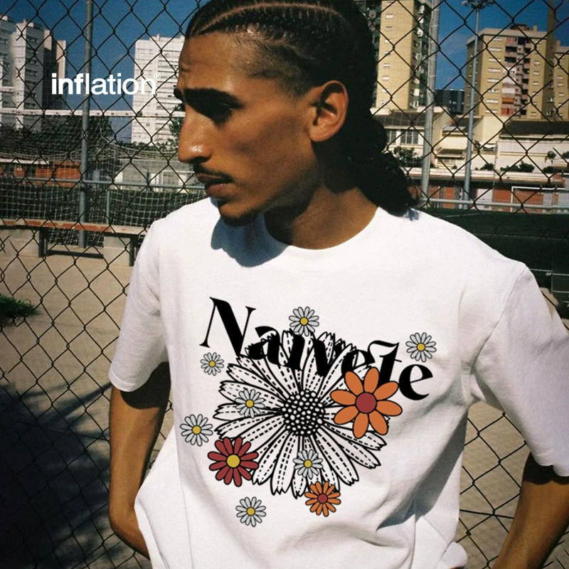 Яркая мужская одежда | Фэнтезийная футболка с пенистыми маргаритками с принтом 2025 весна и лето новые уличные тренды свободные короткие рукава
