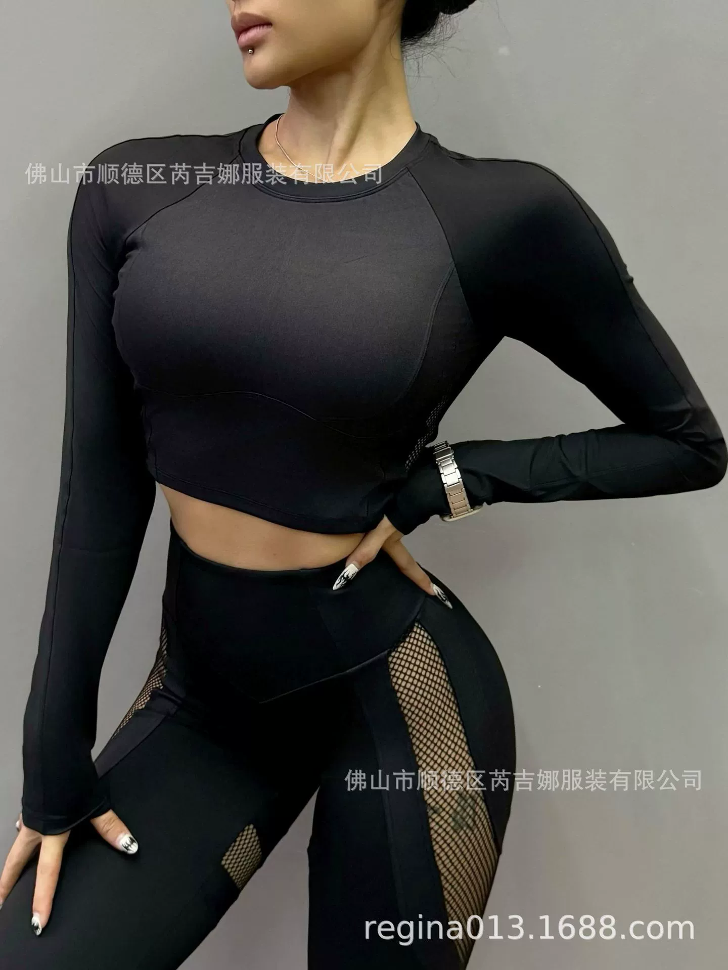(Cross-border trading), топ с чашками, рыболовная сетка, спортивный лонгслив для зала, sexy yoga clothing, европейский стиль