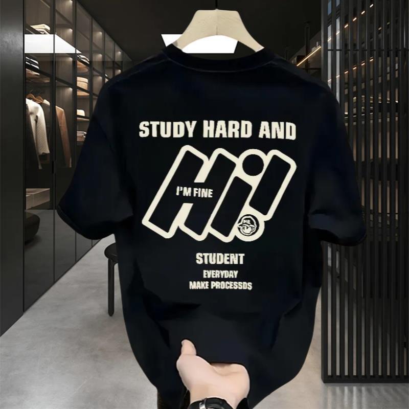Trendy Cool Style Heavyweight 2026 Summer New Short-Sleeve T-Shirt for Men, High-End Fashion Brand Loose Half-Sleeve Top