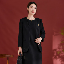 原创100羊毛气质西装外套女珍珠胸针设计感秋冬新款时尚百搭2751