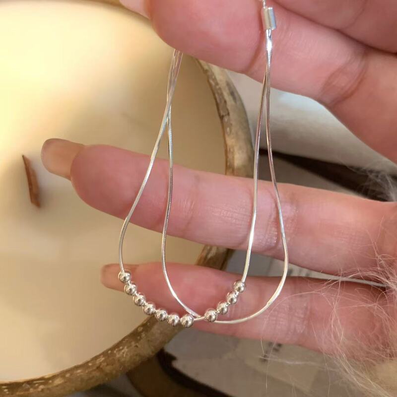 925 Silver-Plated Double-Layer Small Round Bead Snake Bone Chain Bracelet for Women, Minimalist Style, Niche Fashion, Exquisite High-End Jewelry