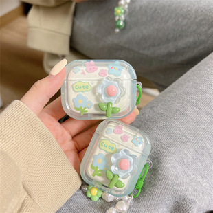 New Stereo Flower Apple Square Headphone Case Suitable for Airpods1/2/3 Pro Generation Bluetooth Headphone Case