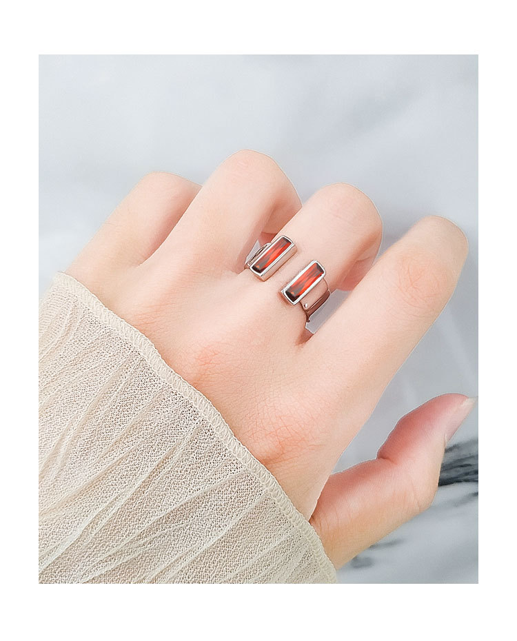 Simple Style Geometric Copper Inlaid Zircon Open Ring