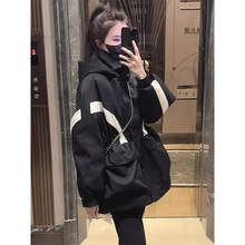 欧货爆款连帽棉服冲锋衣女秋冬2025新收腰显瘦中长款夹棉风衣外套