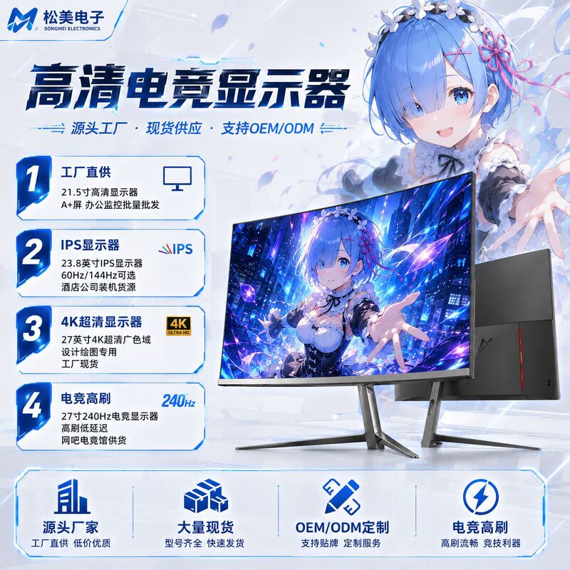 2427-Inch 100Hz/165Hz 1K Gaming Computer Monitor 240Hz 32-Inch 2K 4K Ips 180Hz Display Screen