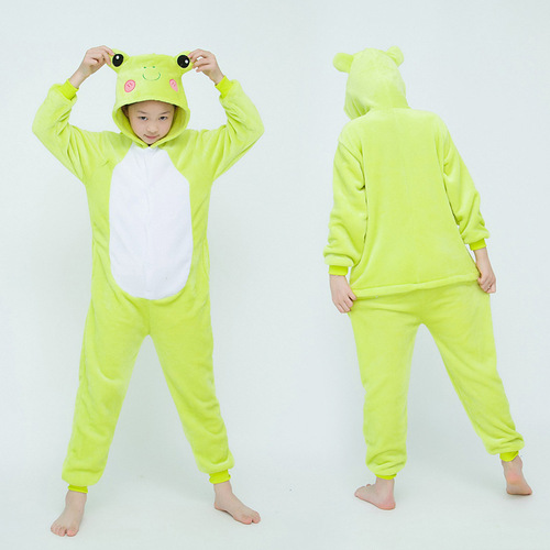 Mixed batch autumn and winter cartoon animal one-piece pajamas for boys and girls, flannel chinchilla long-sleeved panda toilet home clothes