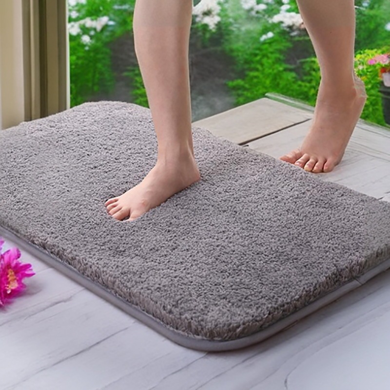 Cross-border Thickened Flocking Simple Home Bathroom Door Entrance Gift Floor Mat Bathroom Anti-slip Mat Absorbent Foot Mat
