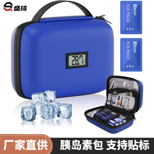 Manufacturer's Popular Eva Insulin Cosmetics Bag Portable Outdoor Thermometer Digital Display Ice Bag Refrigerated Insulation Bag