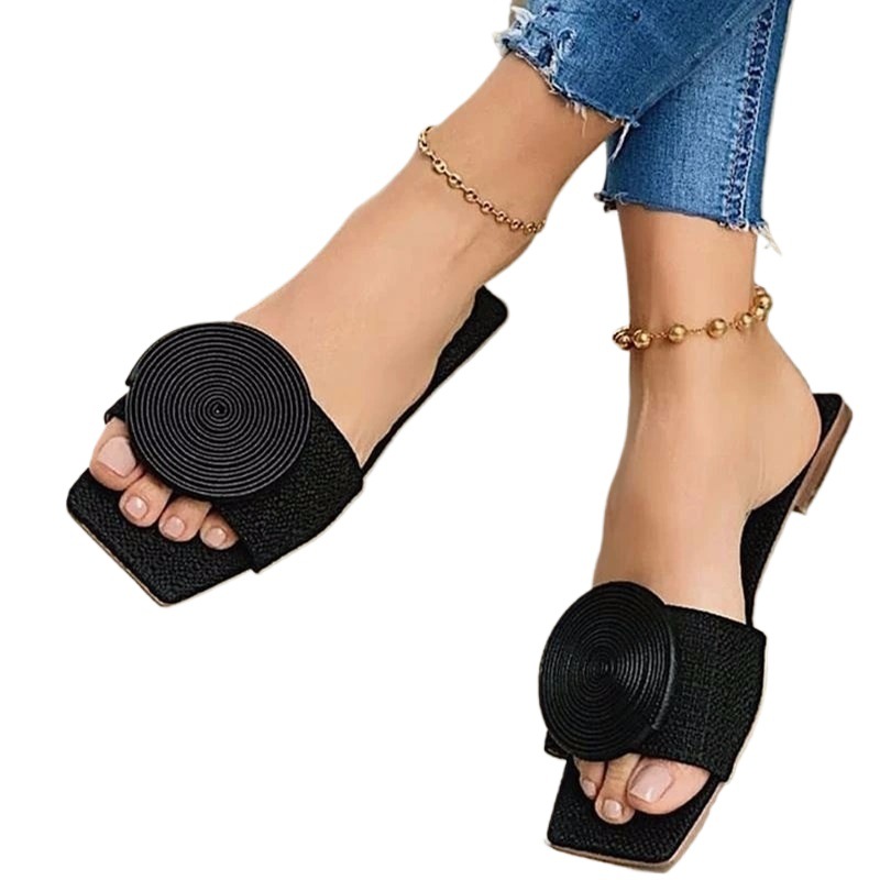 Women's Round Buckle Flat Casual Sandals For Beach Wear_voghion.com