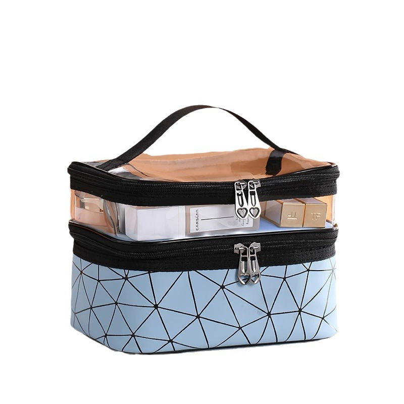 Handheld Cosmetic Bag, Universal Storage System, Double-Layer 25×20×2 cm Portable Organizer