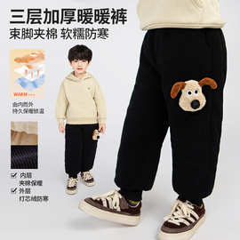 宝宝加厚加绒裤子冬季棉裤儿童夹棉长裤男童女童保暖洋气休闲裤