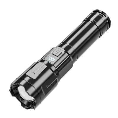 Jingzhong Shield Strong Light Flashlight Rechargeable Outdoor Ultra-Bright Long-Range 500m Multi-Functional Waterproof with Digital Display for Home Use (UV fənərlər) - flashlight-single-light-plus-data-cable