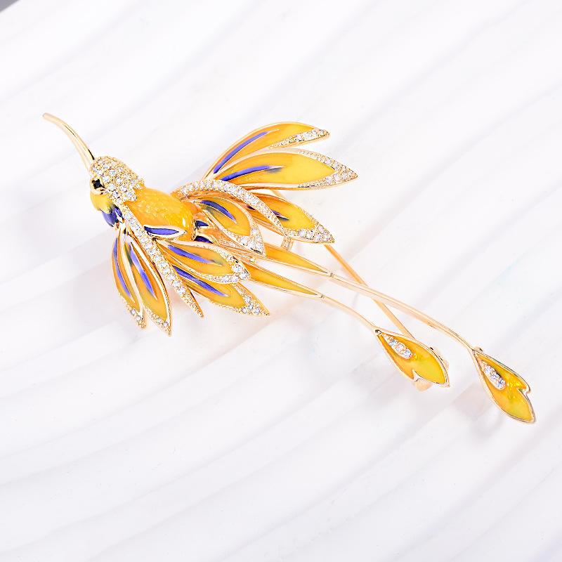 New Classy Enamel Bird Brooch, Niche Design, Exquisite Micro-Inlaid Zirconium Corsage, Fashionable and Versatile Accessory Brooch