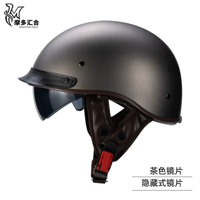 Motosiklet kaskı (dəbilqə) – Helmet Men's Personalized Cruise Motorcycle - matt-gray-hidden-brown-lenses-m