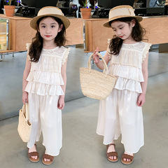 Girls' Cake Topset and Pants Set 2024 Summer New Fashion Trendy Kids' Outfit for Baby Girls Two-Piece Set Cute