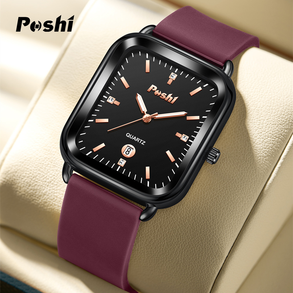 Tiktok transfronterizo TK Venta caliente simple pequeño reloj cuadrado para hombres y mujeres reloj POSHI Internet celebridad Moda mujer reloj de cuarzo
