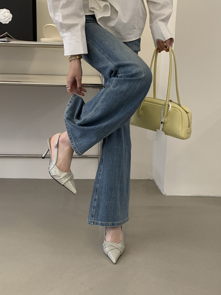 Gentle Design! Creamy White Pointed-toe Ruched High-heeled For Women, 2026 Spring Backless Single Shoes_vogvips.com