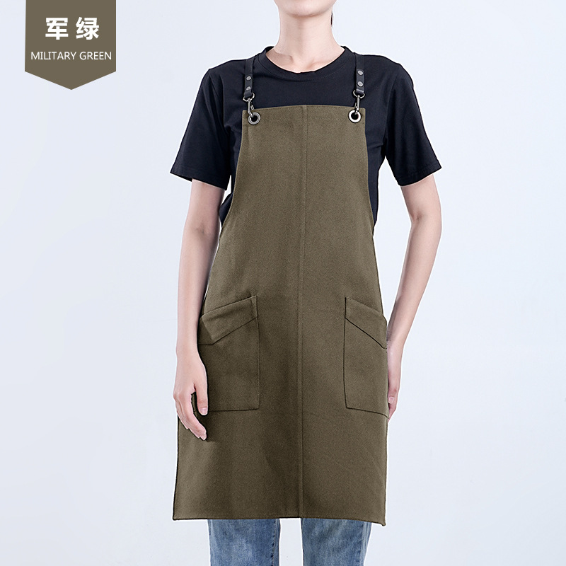 Amazon delantal de lona grueso 2024 nuevo estilo coreano red popular cinturón de trabajo vestido de peluquería delantal al por mayor