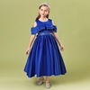 Small princess costume, dress, removable long skirt, belt, suitable for teen, open shoulders