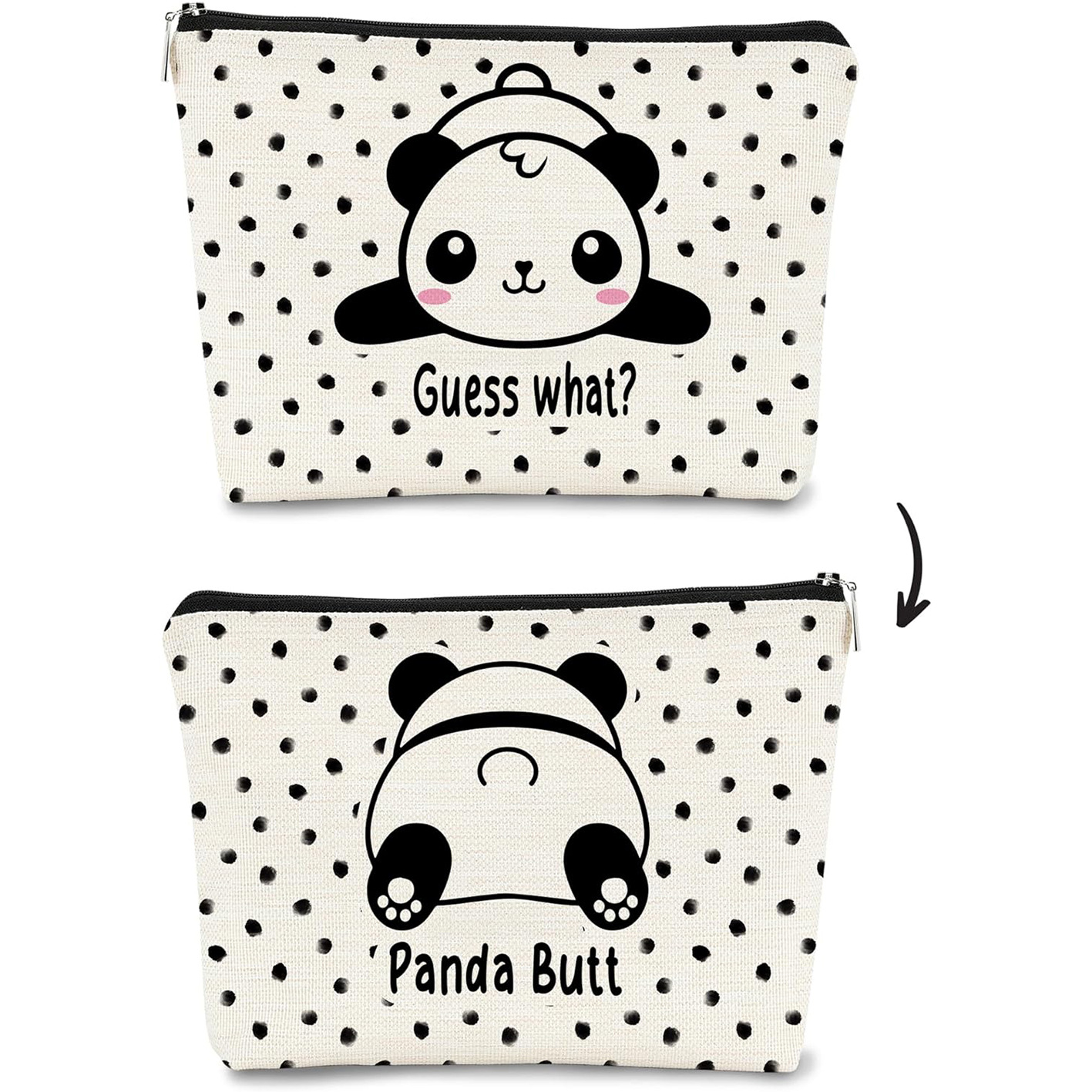 Transfronterizos Amazon brote lindo panda impresión doble cara bolsa de maquillaje bolsa de almacenamiento bolsa de cambio de lino impermeable
