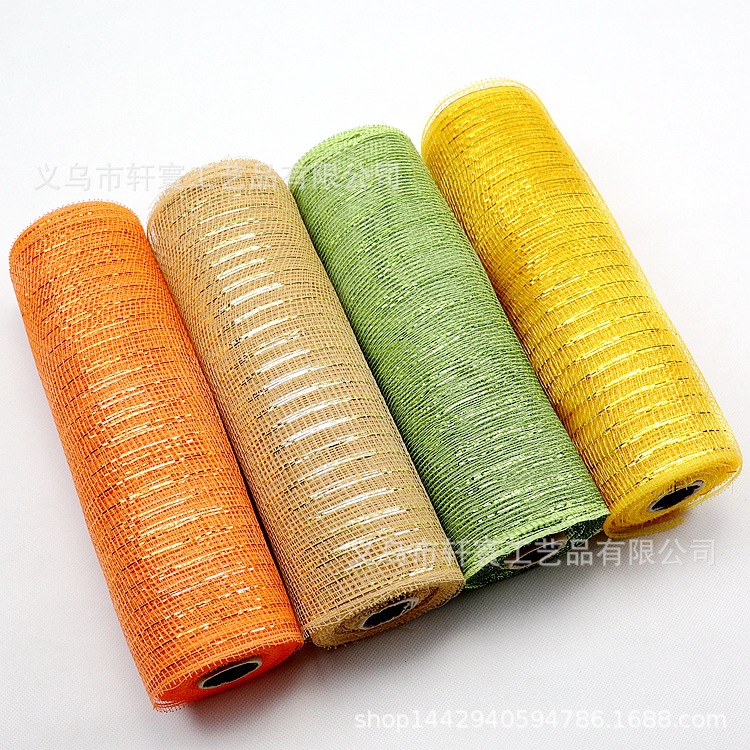 Malla de embalaje de flores Malla de Navidad Decoración de árbol de Navidad Malla de oro múltiple 26cm * 10 yardas