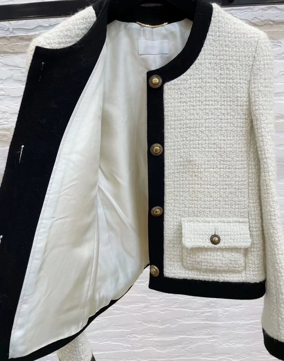 Классическая ретро шерстяная металлическая куртка, стиль Chanel