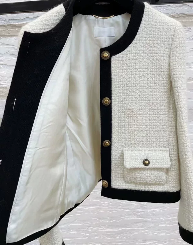 Классическая ретро шерстяная металлическая куртка, стиль Chanel