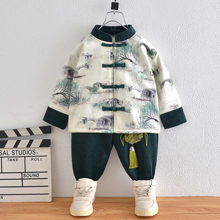Boy's spring and autumn Hanfu Tang suit suit baby autumn clothes girl's vest dress high-end ancient costume children's children's 61 performance clothes