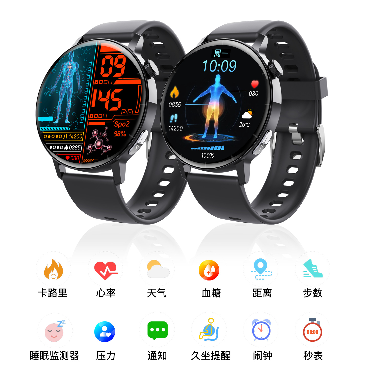 Reloj inteligente con pantalla redonda HD para hombre, F67Pro, frecuencia cardíaca, ECG, ECG, lípidos en sangre, monitoreo de ácido úrico, reloj deportivo de salud