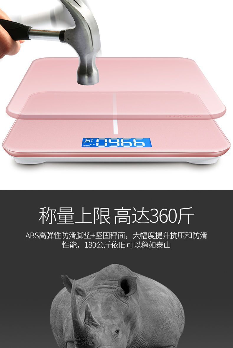 Rechargeable Electronic Body Scale Home Portable* Rose Gold Rechargeable Model 1