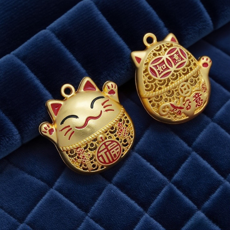DIY古法沙金 国风 招财猫 牌吊坠滴油手工钥匙扣饰品配饰配件批发|undefined