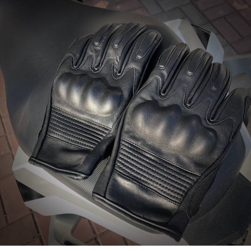 Guantes de cuero de motocicleta hombres y mujeres montando Harley piel de cabra motocicleta Caballero montando guantes de cuero de dedo completo transfronterizo