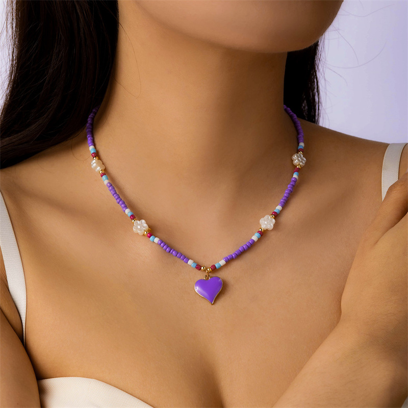 10g Weight Alloy Pendant Material Pendant Necklace Classification Seed Bead Chain Material Beaded Chain Chain Type 1 Piece Quantity Holiday, Daily Occasion Alloy, Seed Bead Material Flower Pattern All Seasons Season Women's Gender Vacation, Classic Style Style Vacation Classic Style Flower Alloy Seed Bead Beaded Chain Beaded Necklaces Wholesale 3
