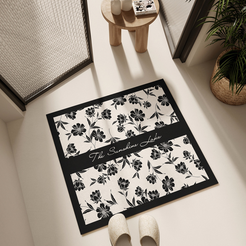 Square Bathroom Floor Mat Black Diatom Mud Toilet Non-Slip Mat Bathroom Door Carpet Water-Absorbent Non-Slip Foot Mat