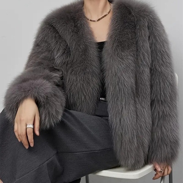 European and American Fur Artificial Fur Outwear Short Fashion Imitation Fox Fur Outwear Fluffy Plush Women's Winter