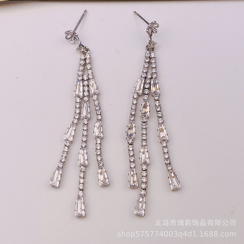 精工款奢华锆石天然淡水珍珠耳环女高级感小众气质流苏满钻耳饰|undefined