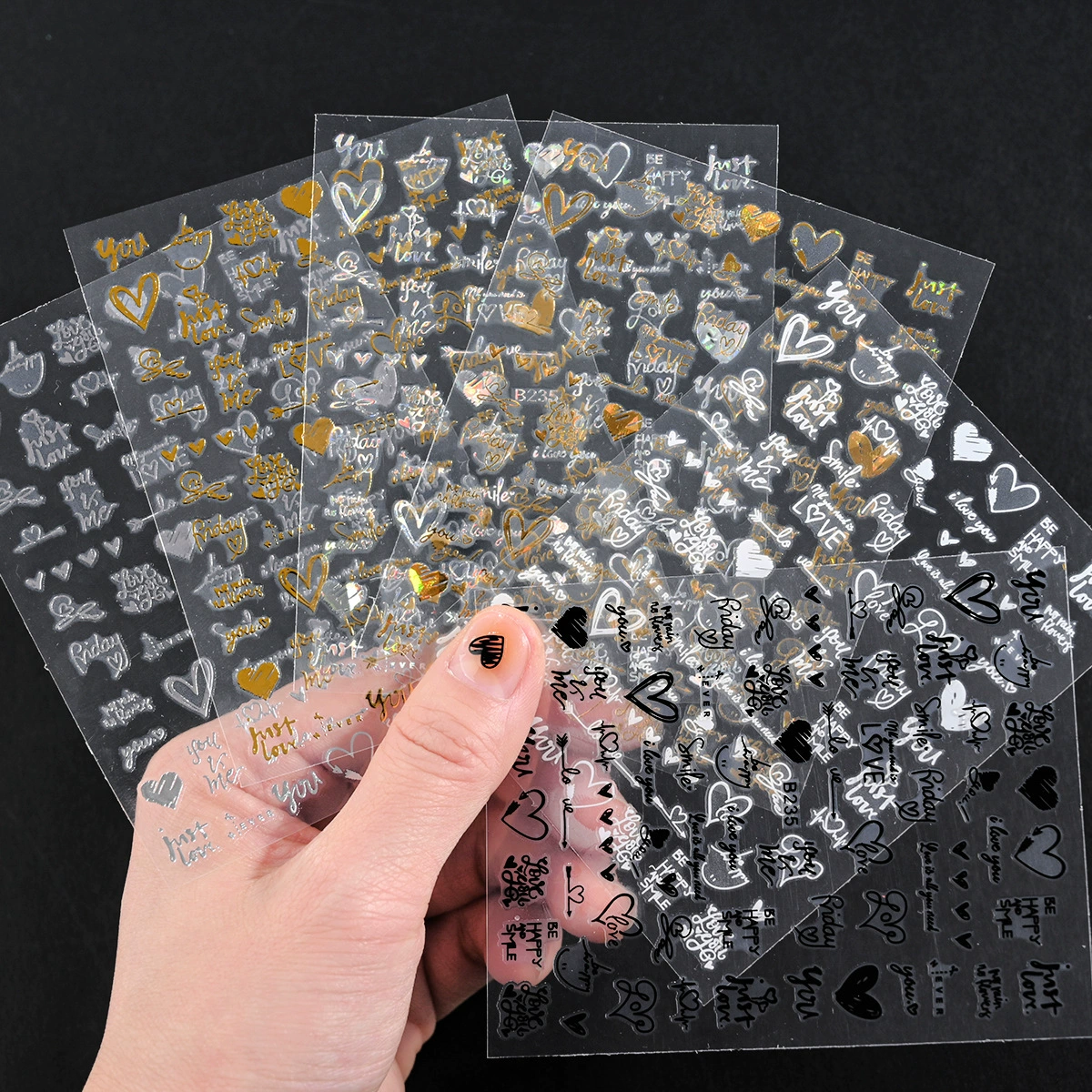 AliExpress горячая Распродажа в форме сердца LOVE письмо украшения для ногтей наклейки День Святого Валентина сплошной цвет линии клейкие наклейки для дизайна ногтей