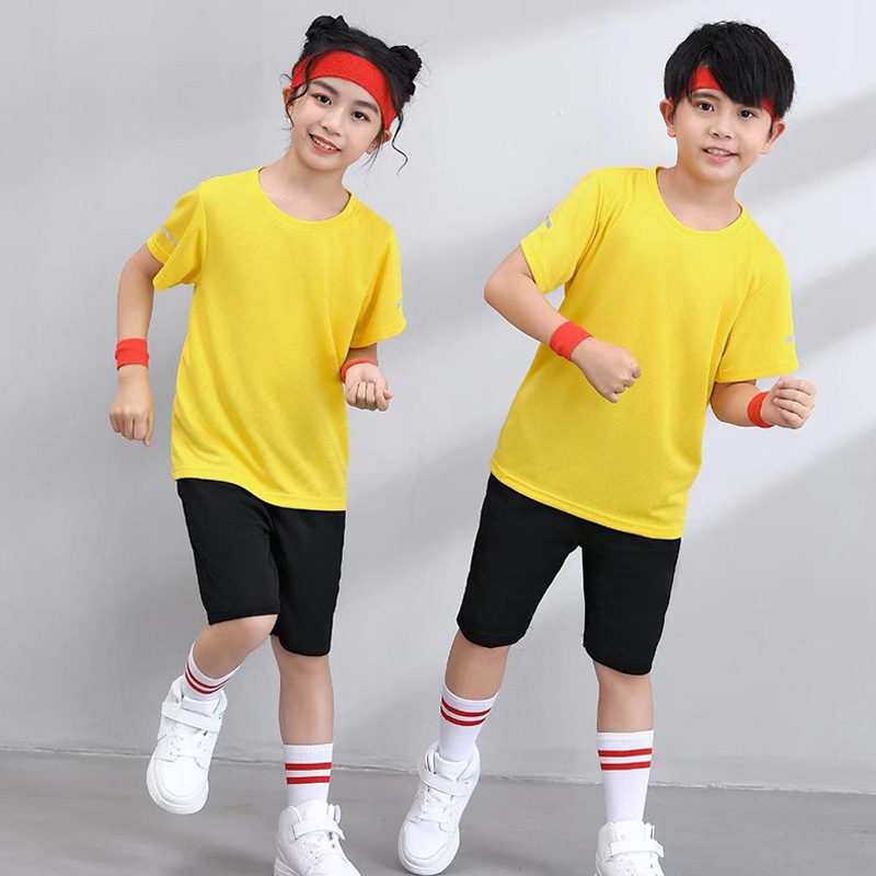 Campamento de verano suave que absorbe el sudor Organización de capacitación Juegos para padres e hijos Ropa de clase Camiseta para niños de secado rápido de manga corta Traje personalizado