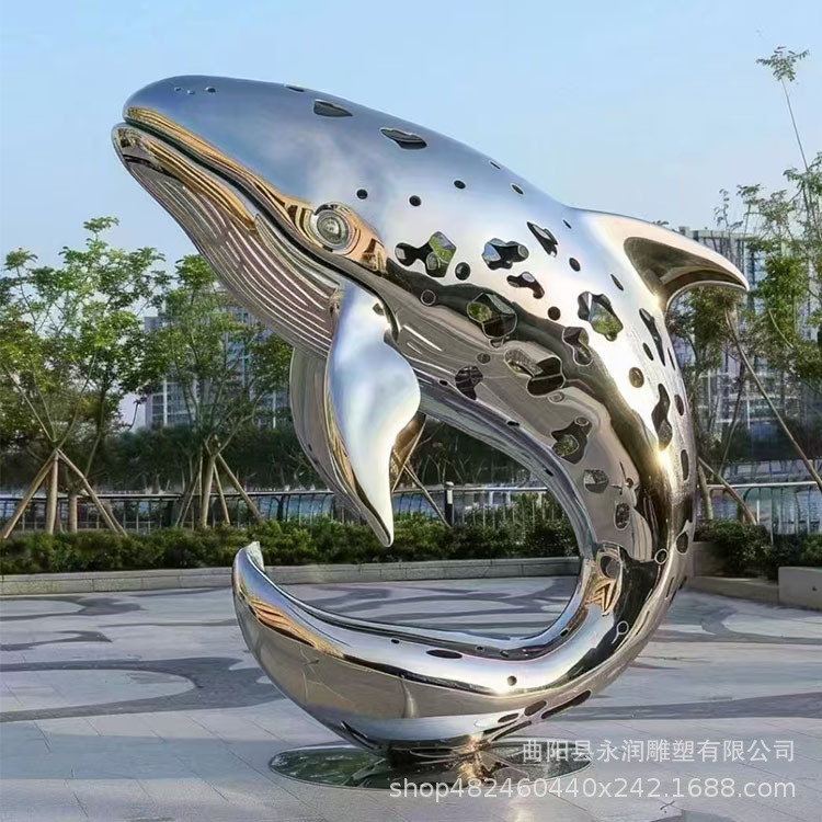 グラスファイバークジラスプラッシュ彫刻ステンレス鋼カスタムクリエイティブウォーターフィールドホテル玄関海洋動物装飾品|undefined
