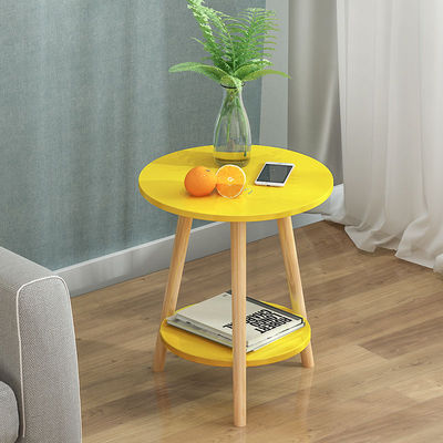 Northern Europe Tall round table tea table small-scale Bedside table Simplicity bedroom household double-deck Small round table Shelf