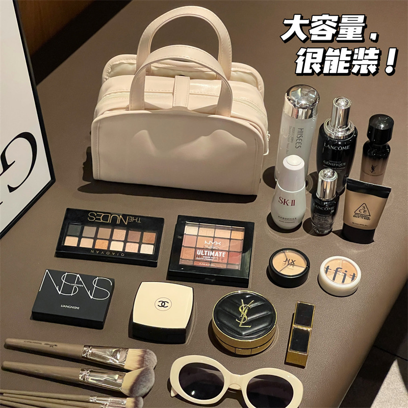 Bolsa de cosméticos de gran capacidad para mujer bolsa de lavado de viaje portátil de alta gama bolsa de almacenamiento de cepillo de maquillaje cosmético portátil impermeable