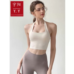 2025 新製品ヨーロッパとアメリカのスポーツセクシーなホルターネック女性のプッシュアップランニングフィットネスブラジャーアウターウェアウエストヨガサスペンダー